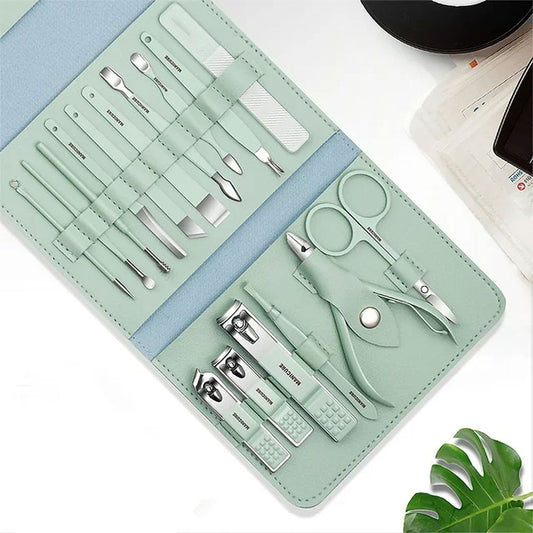 ™ Professional 16PCS Manicure Set With Leather Portable Case - Full Size
